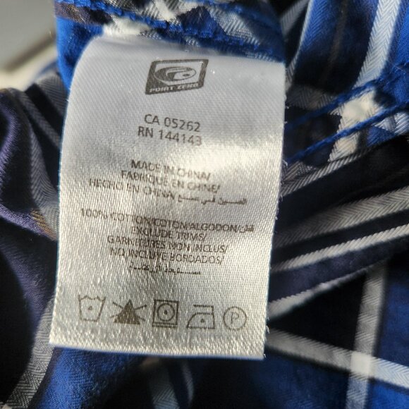 Point Zero Gold Collection Shirt 2XL Blue Black Plaid Snap Front 100% Cotton - Picture 11 of 11